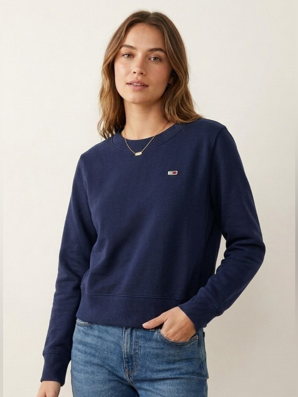 Tommy Hilfiger Womens Extra Small XS Navy Blue Crewneck Longsleeved Sweater Top